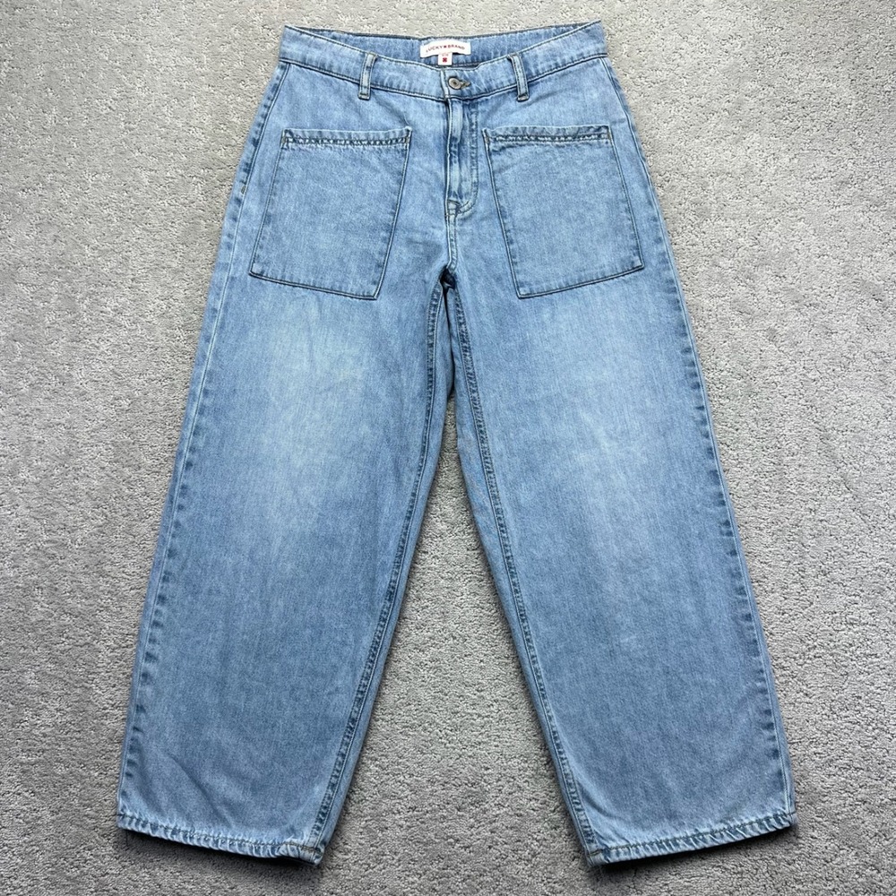 Lucky Brand Jeans Size 6/28 Blue Light Wash Denim Cotton High Rise Wide Leg Crop